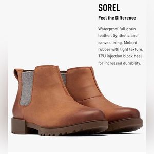 🌸 Sorel Emelie II Chelsea Dark Amber Tobacco size 8.5